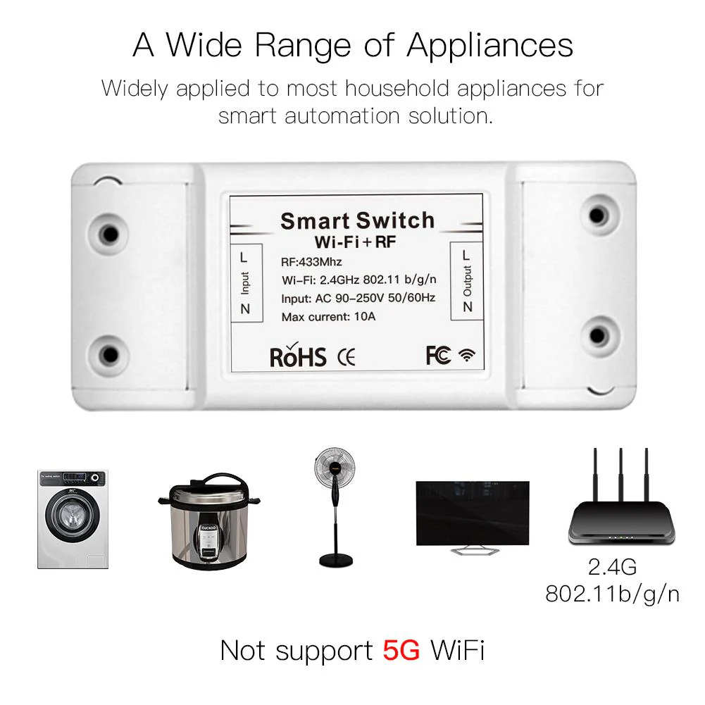 WiFi RF DIY Smart Light Switch Module Universal Breaker Timer Works with Alexa Google Home 5