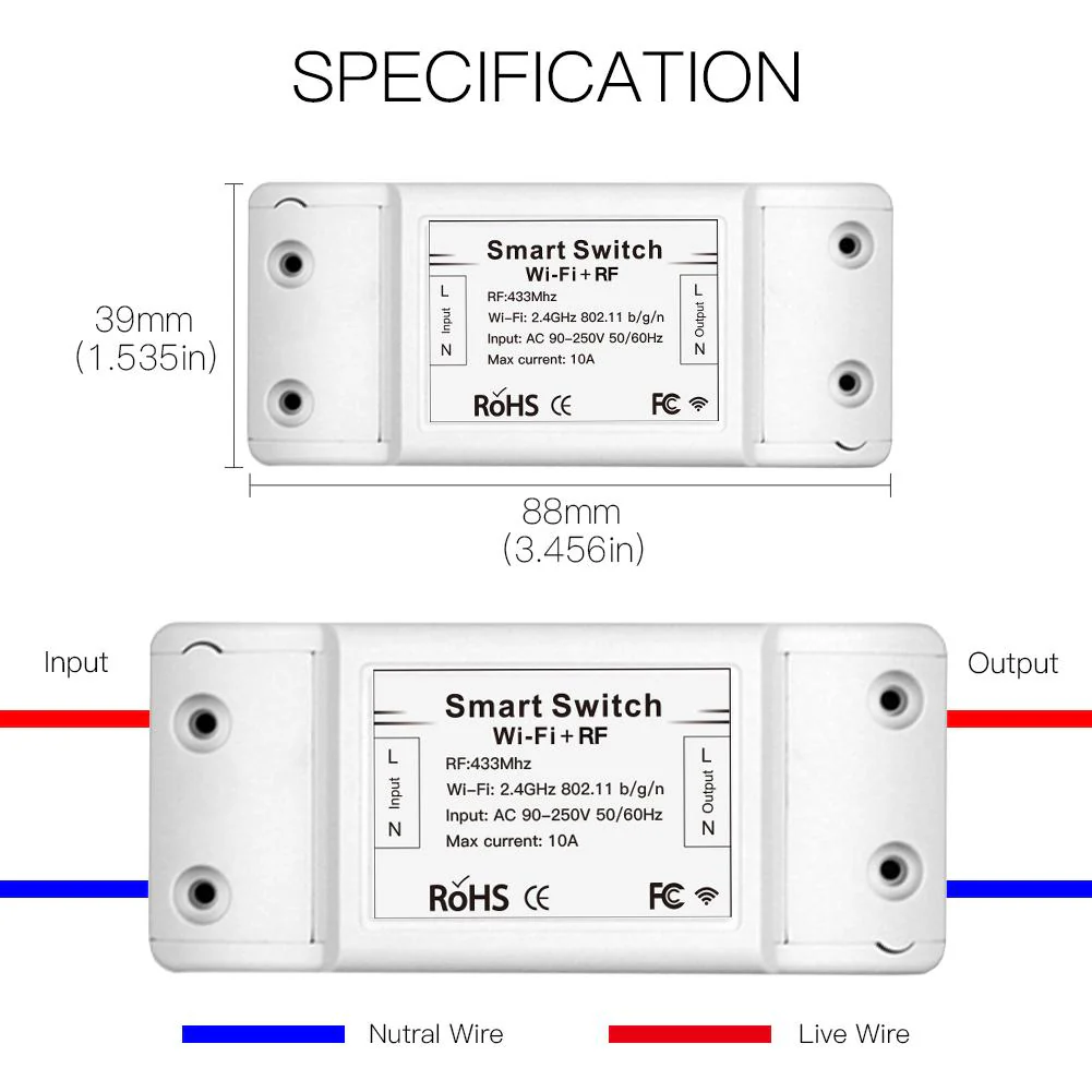 WiFi RF DIY Smart Light Switch Module Universal Breaker Timer Works with Alexa Google Home 8
