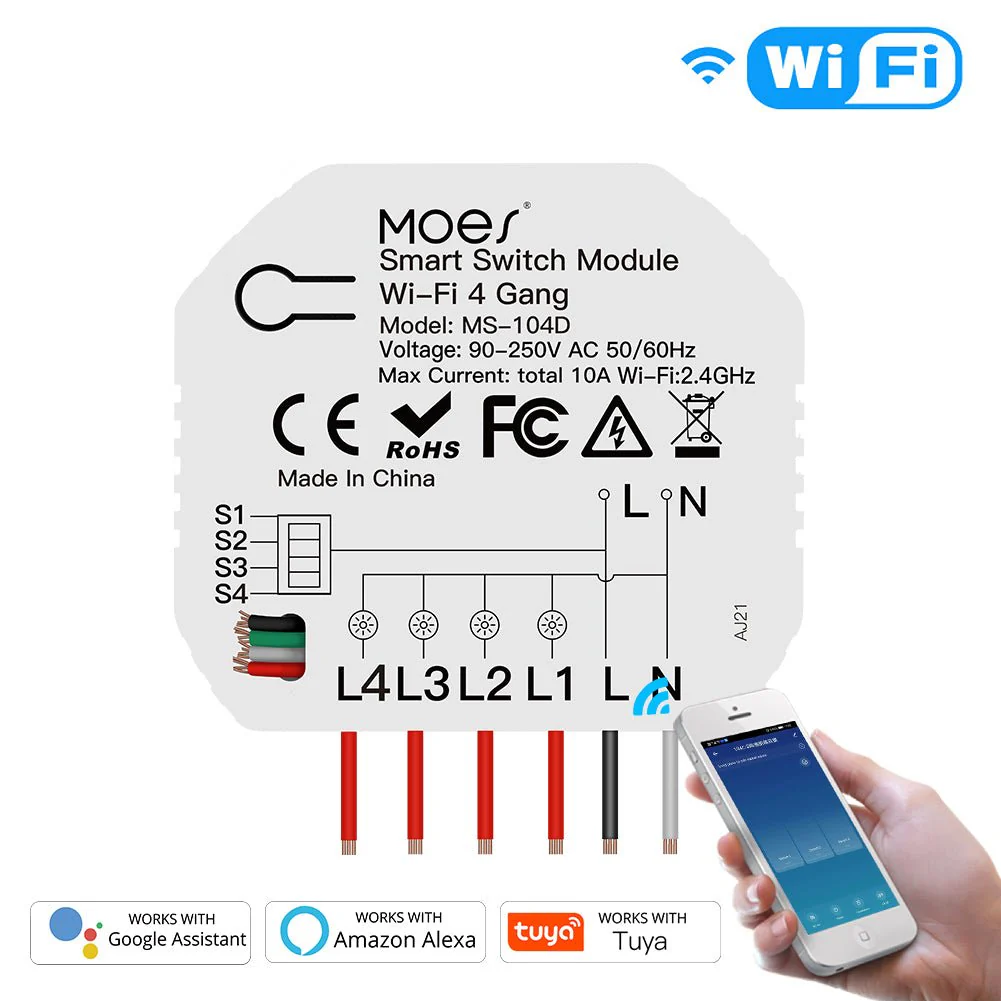 3/4 Gang, 1/2 Way Module, Wireless Home Smart Switch Light Modular 2