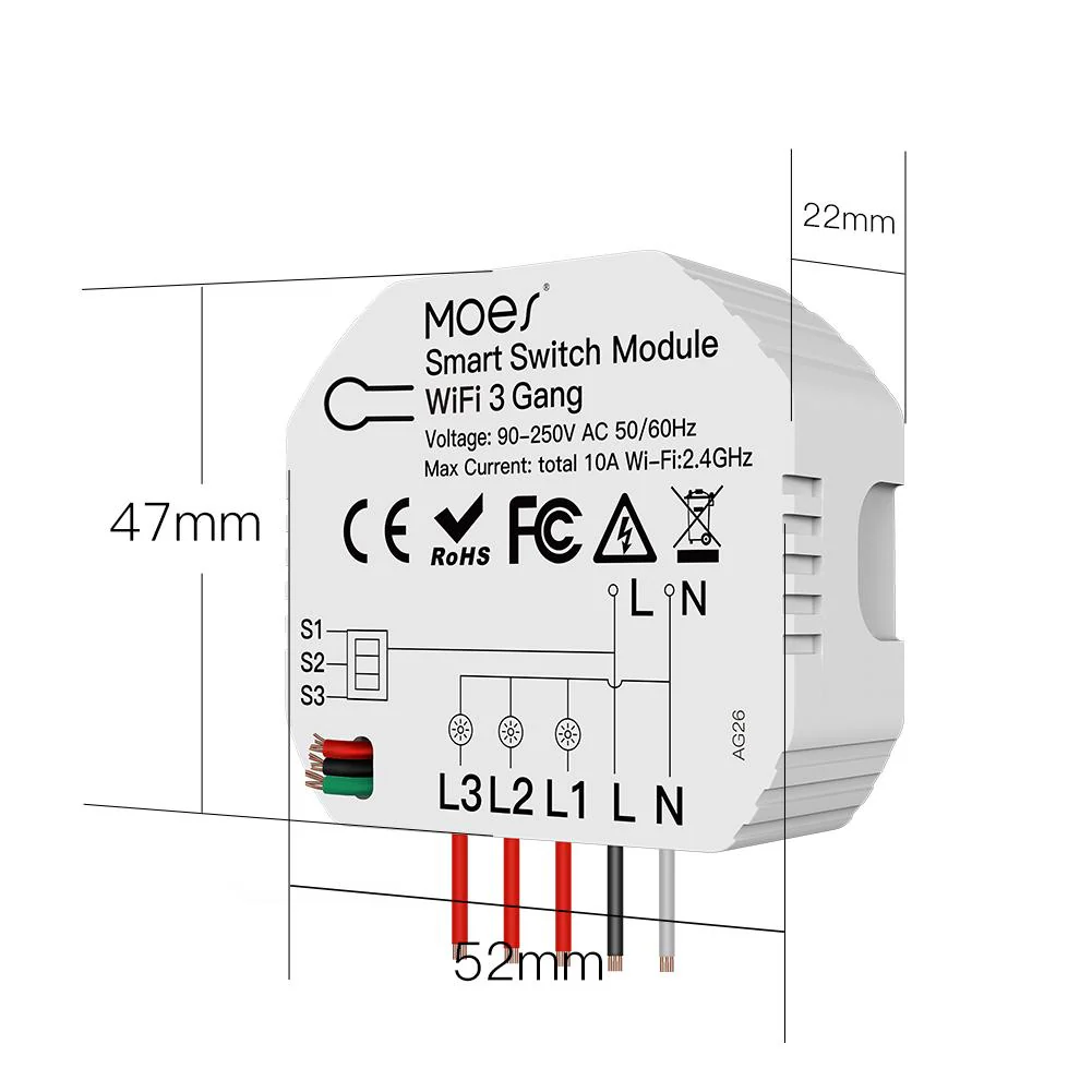 3/4 Gang, 1/2 Way Module, Wireless Home Smart Switch Light Modular 6