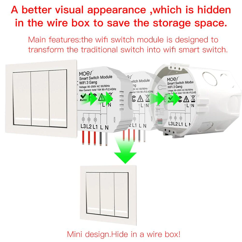 3/4 Gang, 1/2 Way Module, Wireless Home Smart Switch Light Modular 7