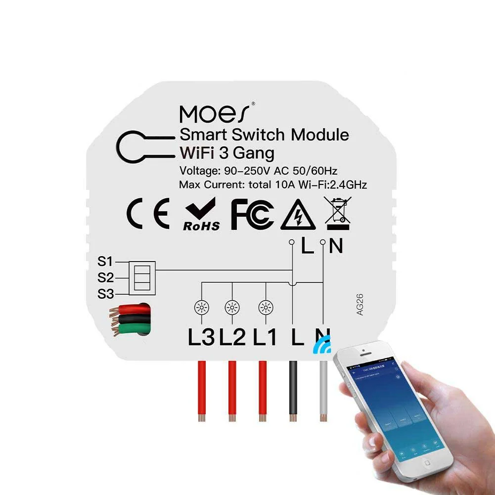3/4 Gang, 1/2 Way Module, Wireless Home Smart Switch Light Modular 15