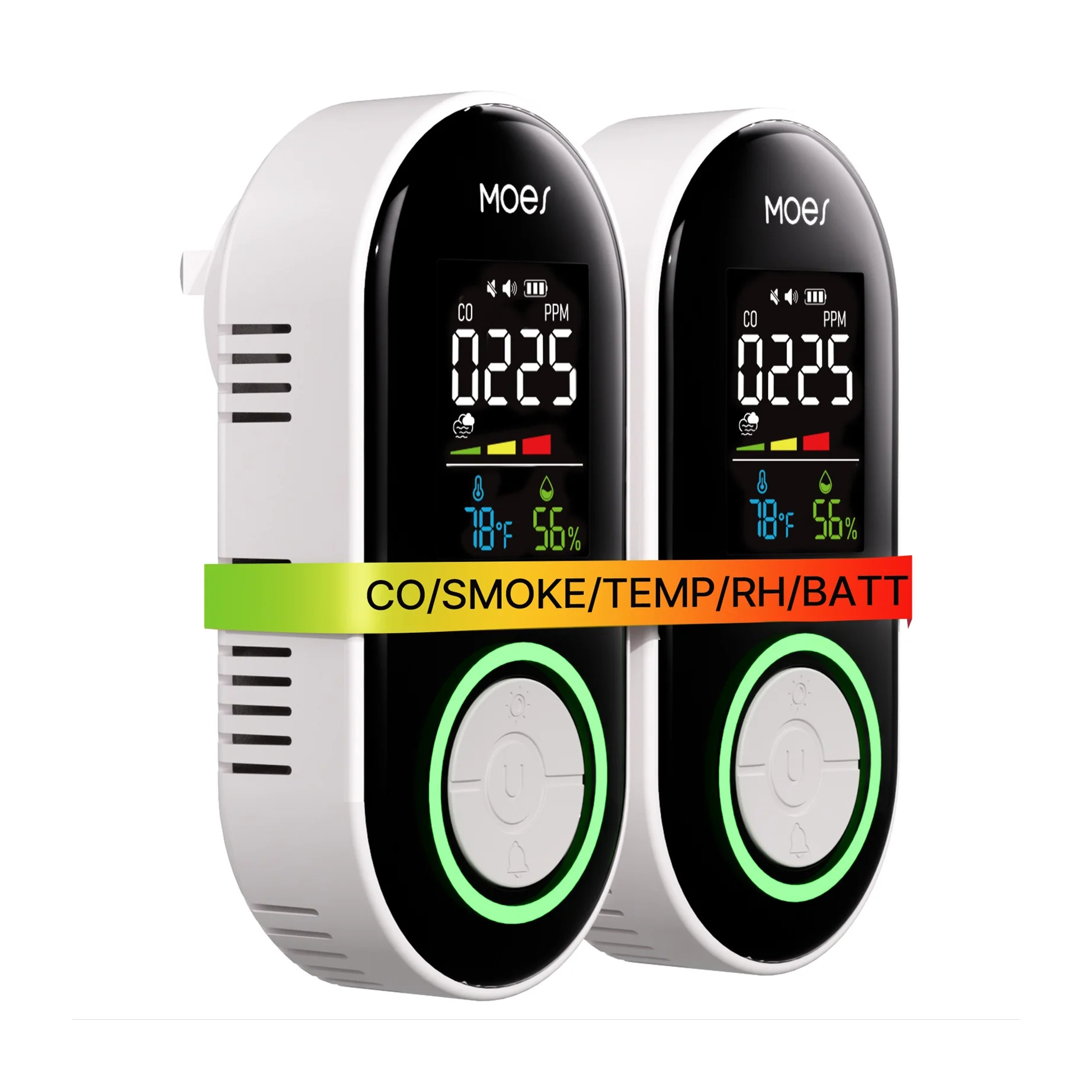 2nd Gen 4-in-1 Plug-in Smoke & Carbon Monoxide Detector with Battery Backup, Temp Humidity LCD Display(Non-Smart) 8