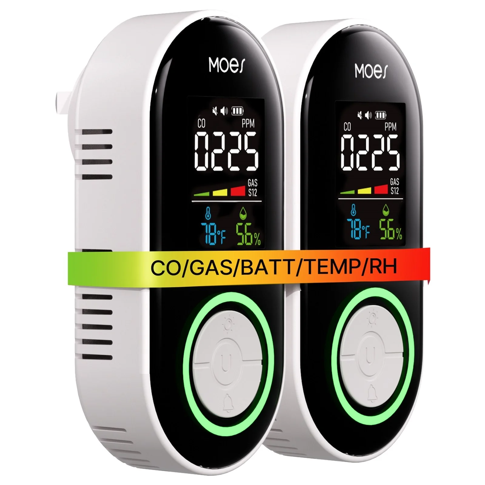 2nd Gen 4-in-1 Plug-in CO & Natural Gas Detector with LCD Display, Temp Humidity Monitor, Battery Backup(Non-Smart) 8