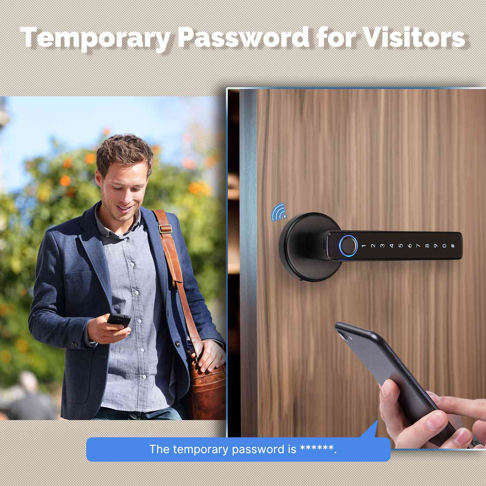 Ble Smart Door Lock with Passcode keypad, Biometric Entry Doorknob with Handle 2