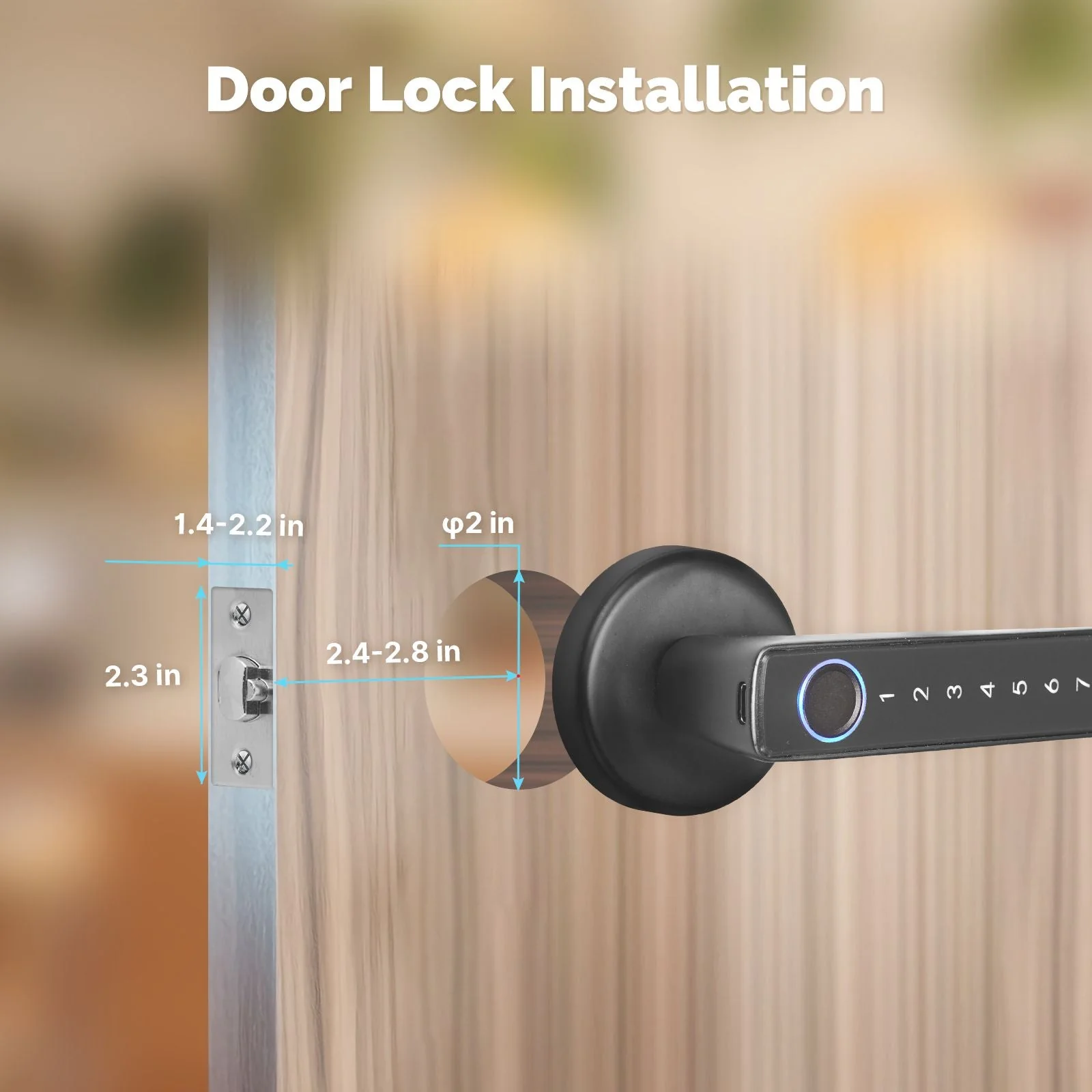 Ble Smart Door Lock with Passcode keypad, Biometric Entry Doorknob with Handle 3