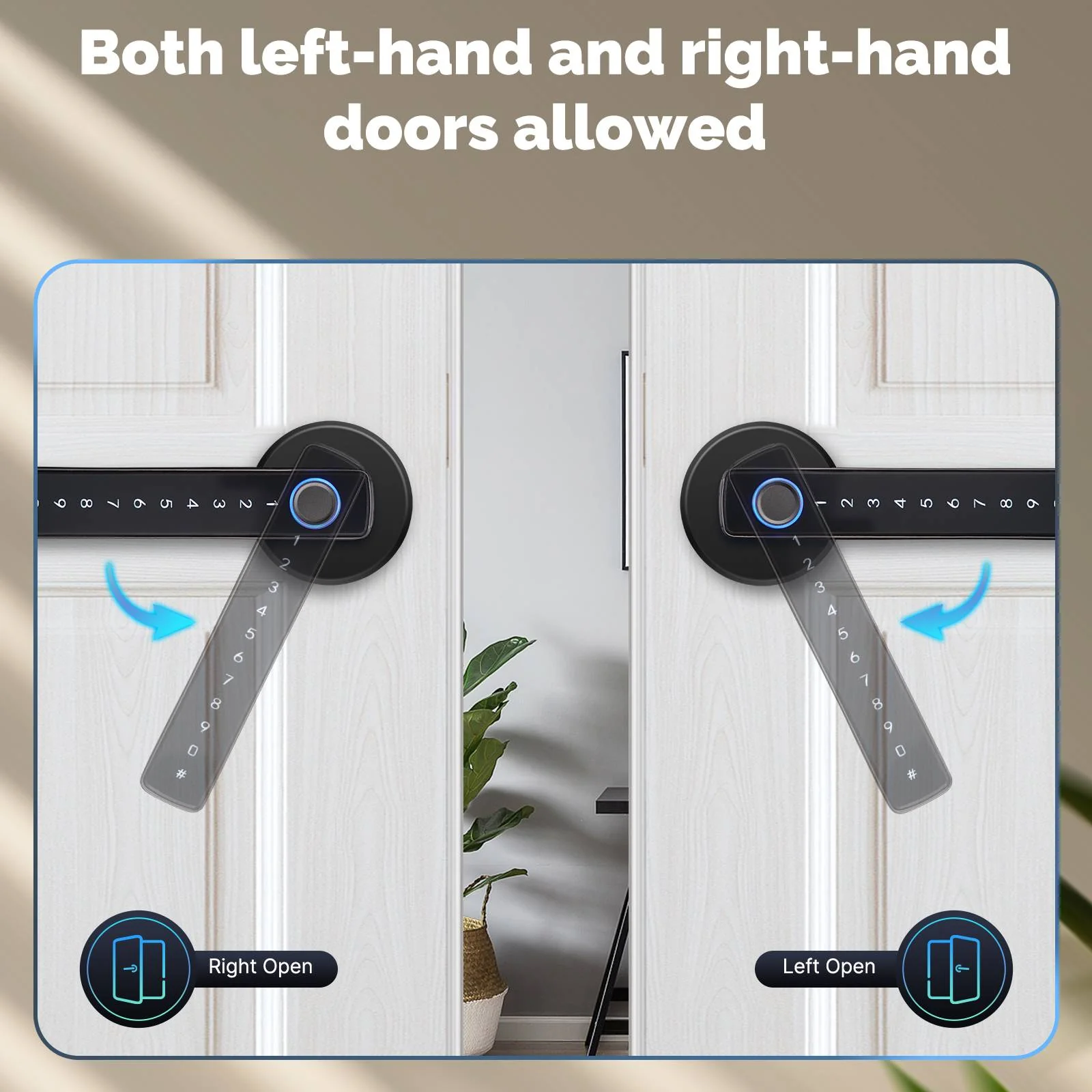 Ble Smart Door Lock with Passcode keypad, Biometric Entry Doorknob with Handle 5