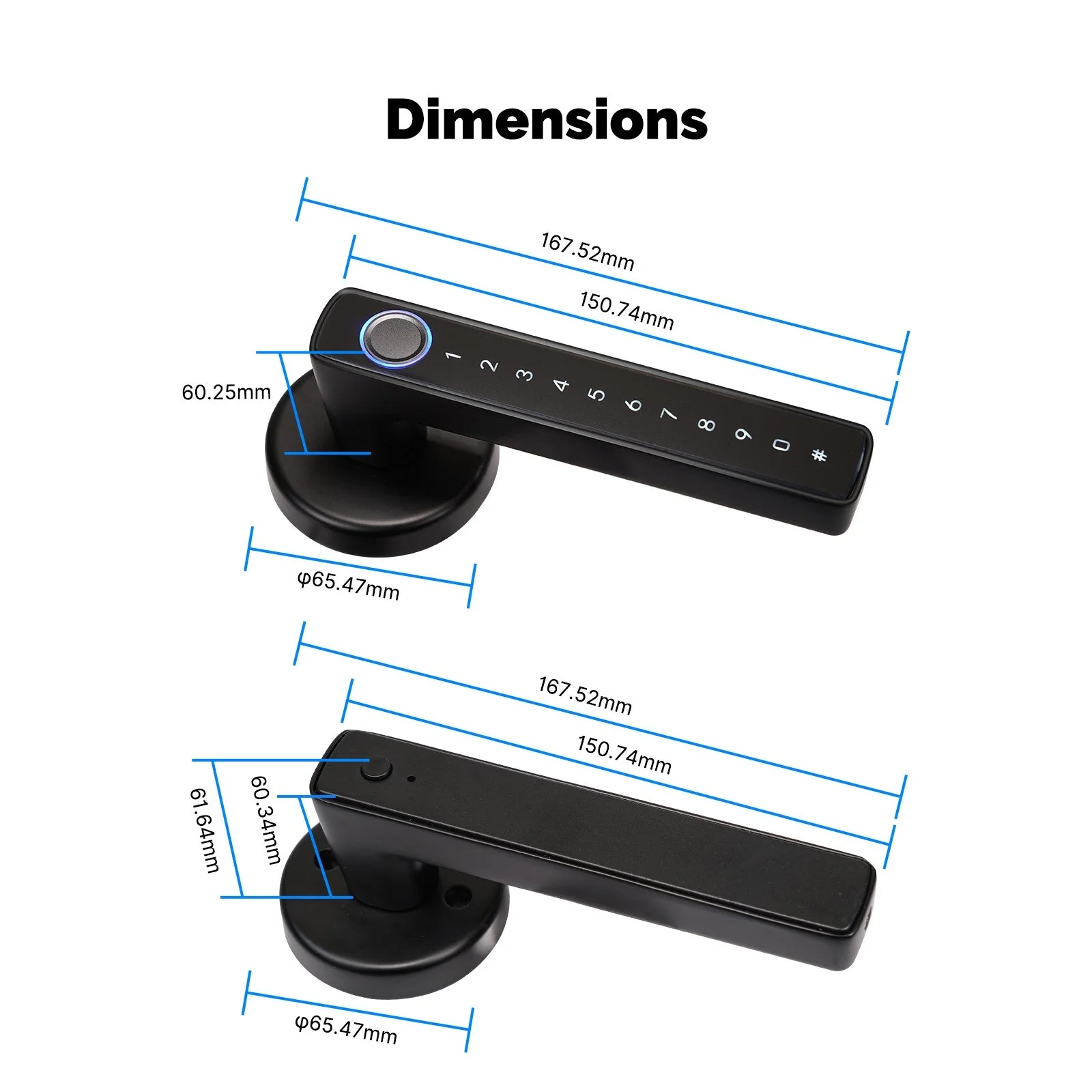 Ble Smart Door Lock with Passcode keypad, Biometric Entry Doorknob with Handle 7