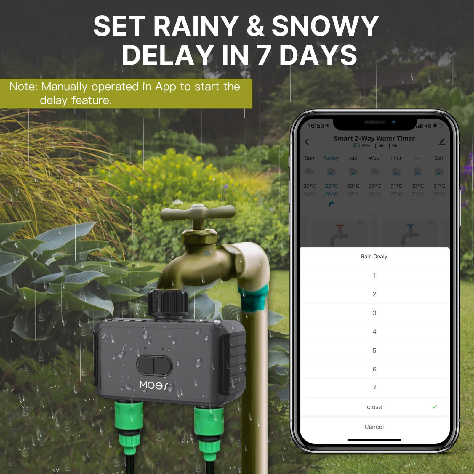 BLE Timer, Smart Sprinkler Water Timer with 2 Outlet 4