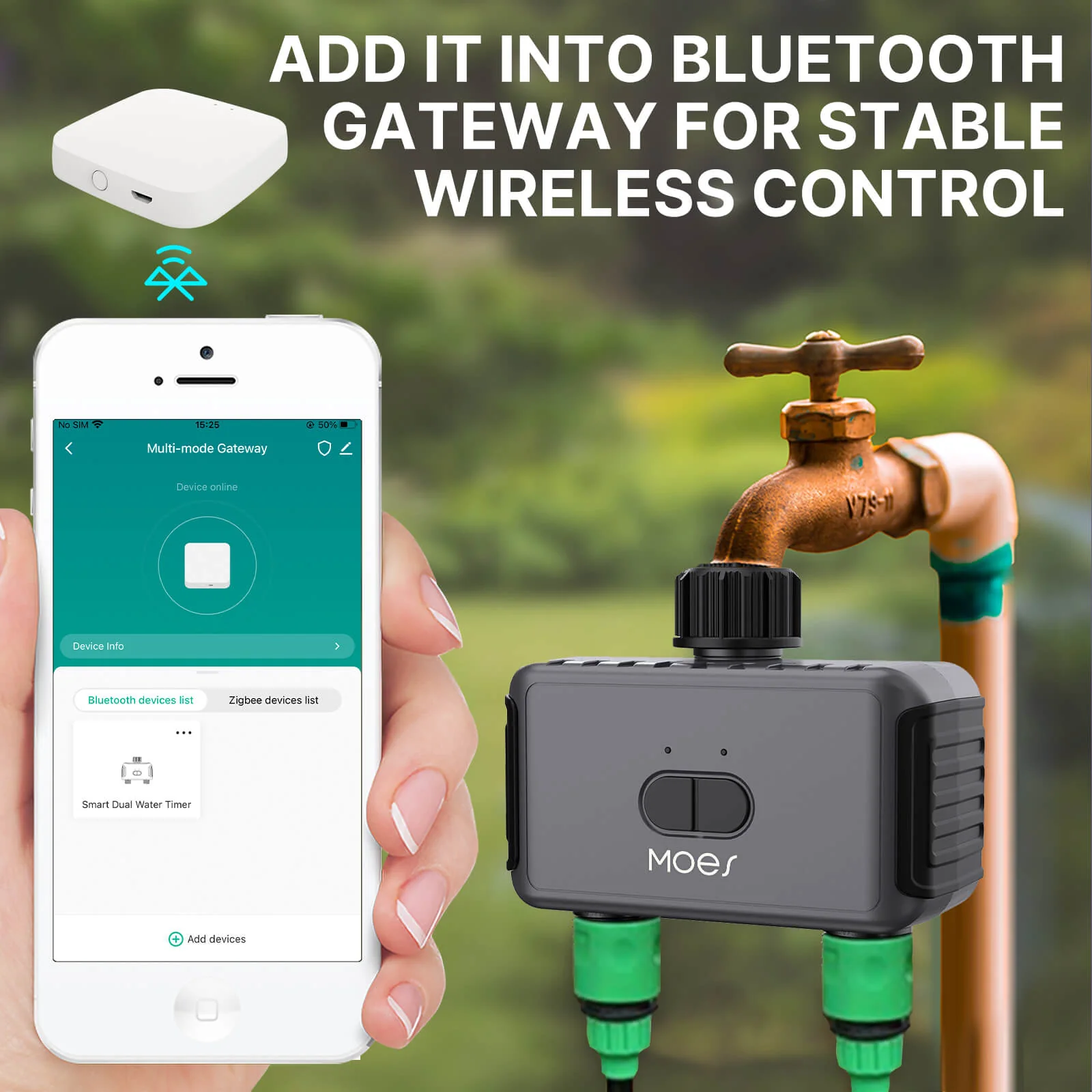 BLE Timer, Smart Sprinkler Water Timer with 2 Outlet 5