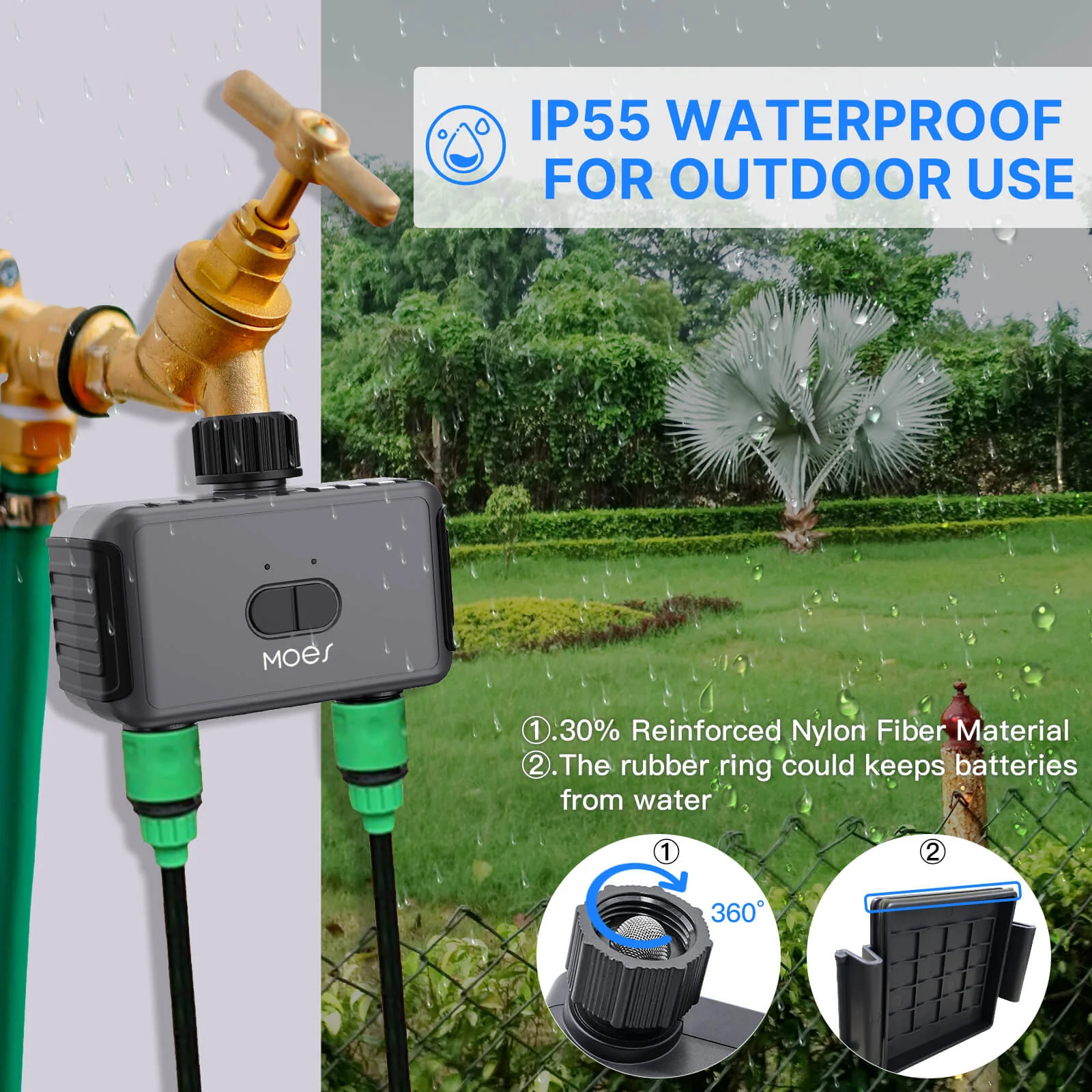 BLE Timer, Smart Sprinkler Water Timer with 2 Outlet 6