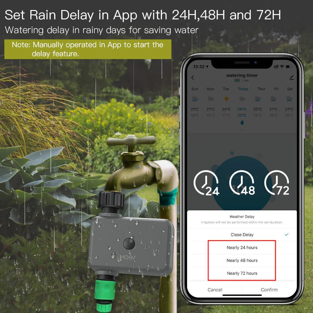 BLE Smart Sprinkler Water Timer with Rain Delay Filter Washer Programmable Irrigation Timer 4
