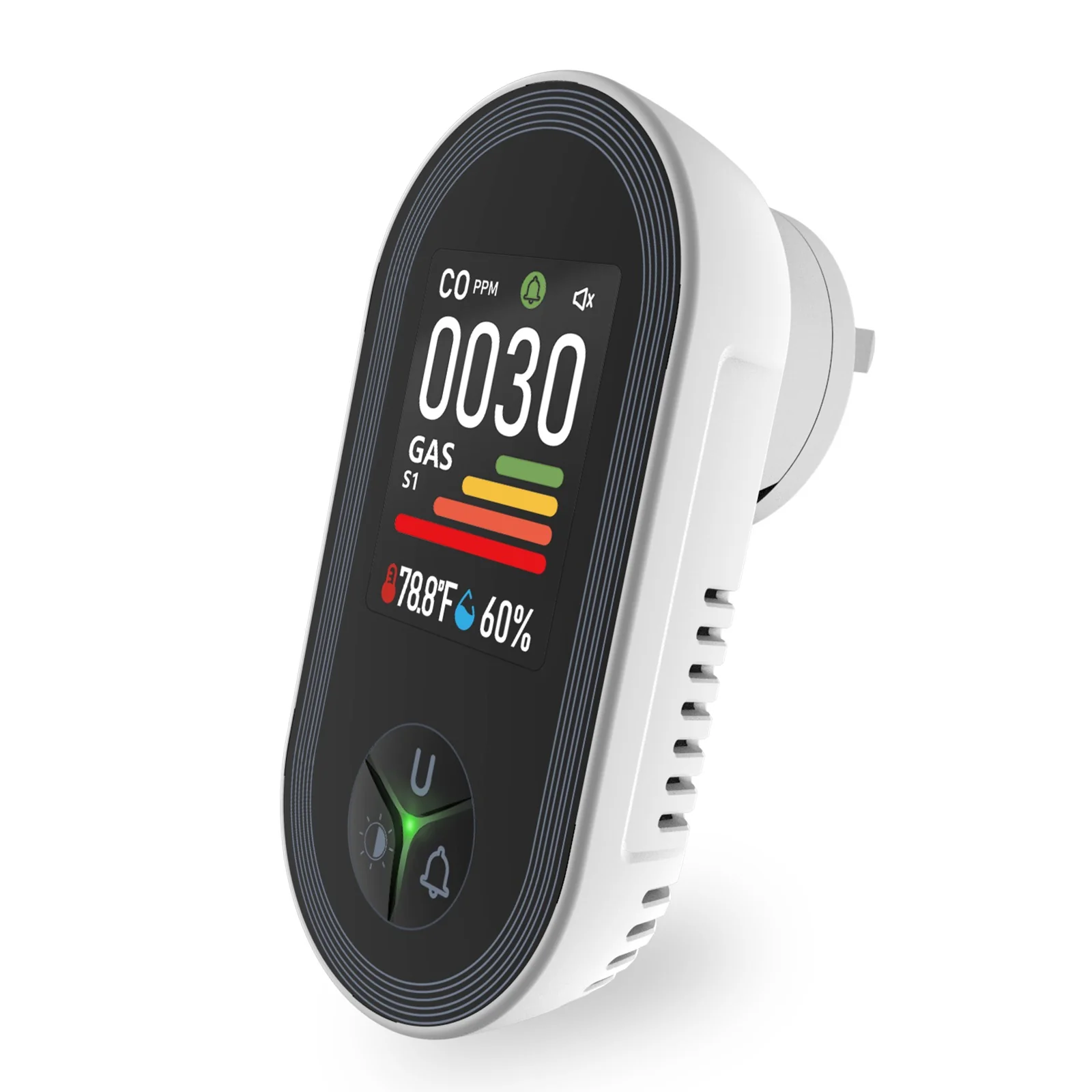 Carbon Monoxide & Natural Gas Detector Plug in, 4 in 1 Temperature Humidity Sensor Built-in Alarm Sound Warning(Non-Smart) 10