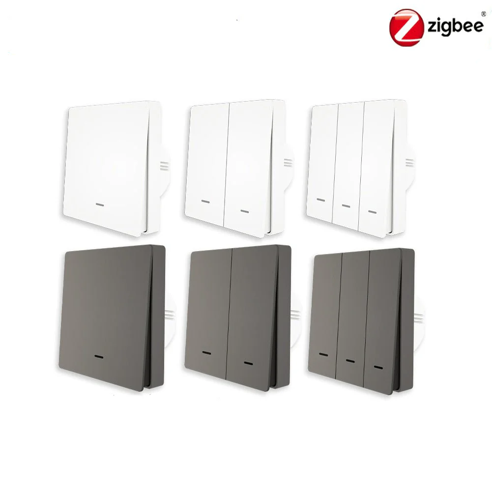 ZigBee 1/2/3 Gang Smart Push Button Light Switch Multi-Control Neutral Wire Optional EU