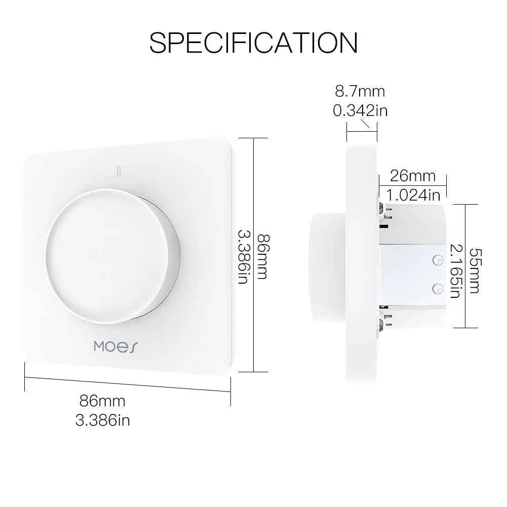 Smart Light Dimmer Rotary Switch Schedule Timer Brightness Memory EU 6