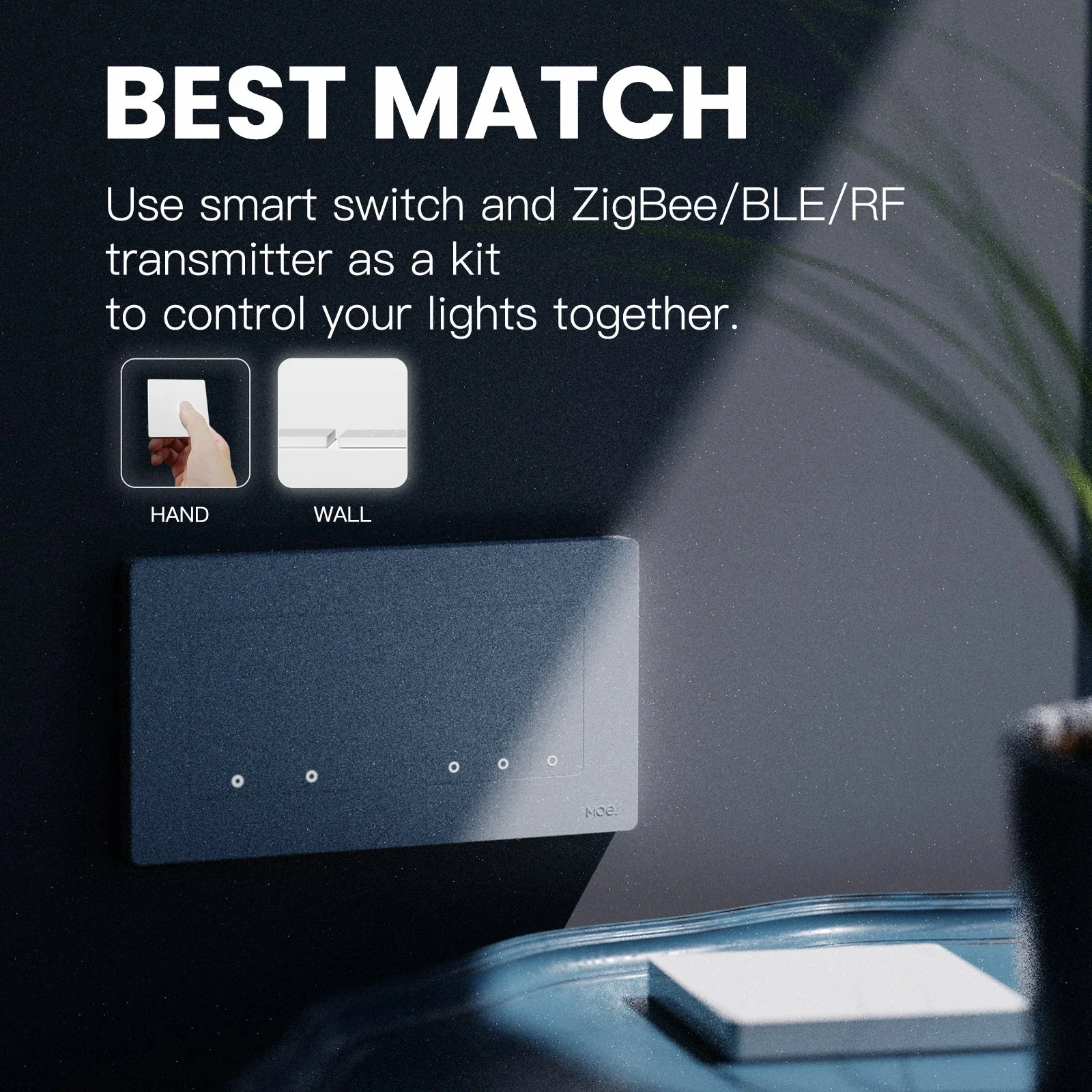 MOES 2nd Star Ring Smart ZigBee3.0 Push Button Light Switch Embedded Touch Switch EU 3