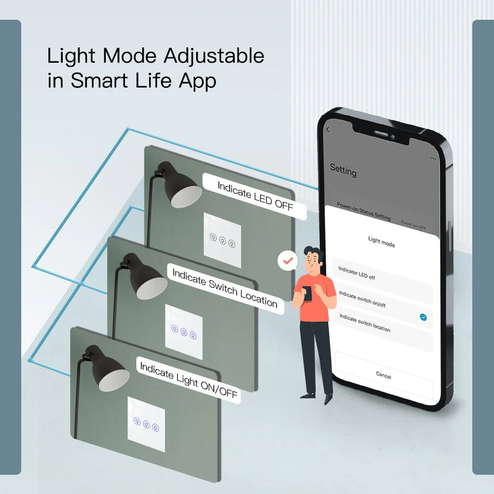 MOES WiFi Smart Light Dimmer Touch Panel Switch 1/2/3 Gang EU Version 5