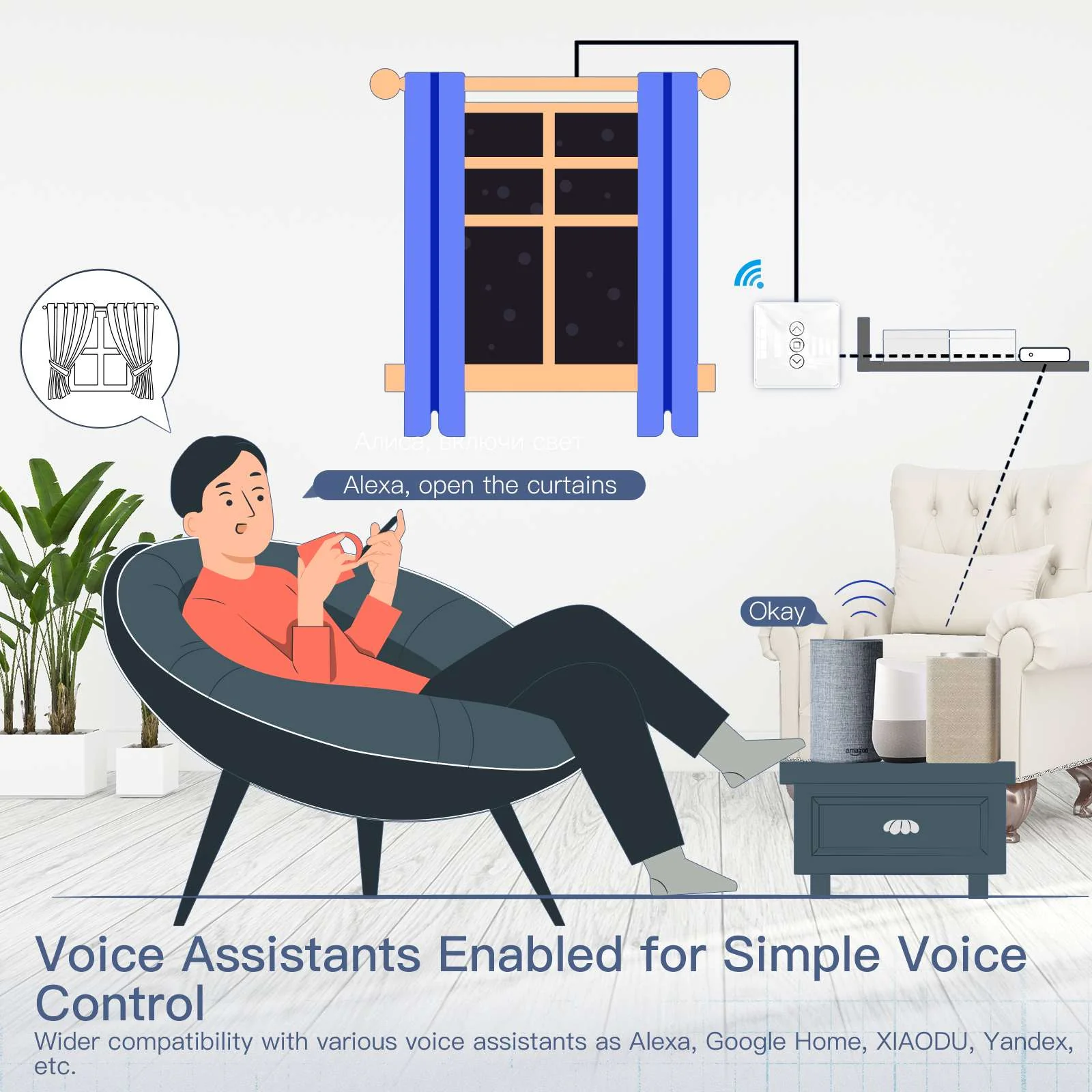 MOES WiFi Curtain Switch Smart 2.5D Arc Glass Touch Panel for Roller Blinds Shutters 5