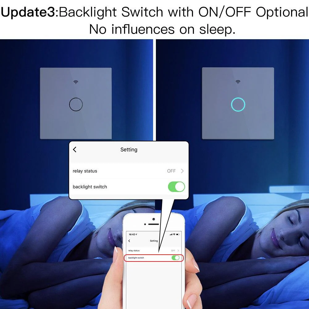 WiFi RF433 Smart Touch Light Switch 1/2/3/4 Gang 2 Way Multi-Control Neutral Wire Required EU 5