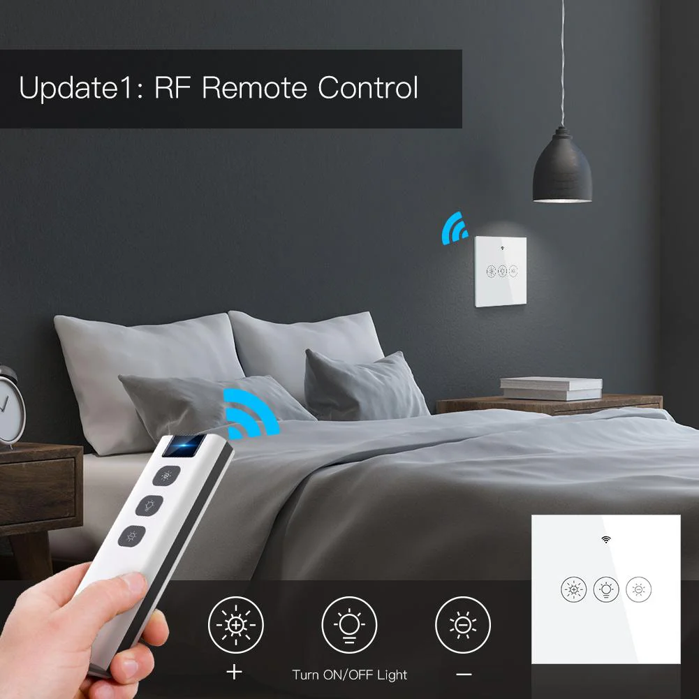 WiFi Smart Light Dimmer Switch RF433 Glass Touch Switch EU 2