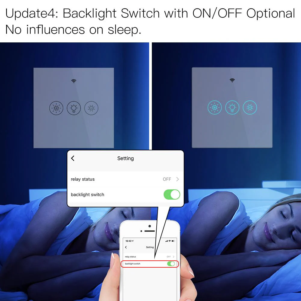 WiFi Smart Light Dimmer Switch RF433 Glass Touch Switch EU 5
