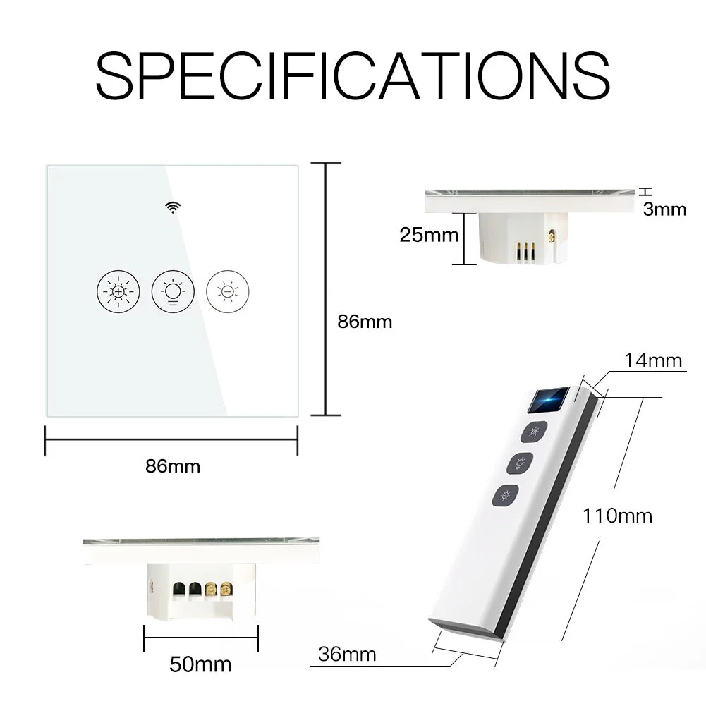 WiFi Smart Light Dimmer Switch RF433 Glass Touch Switch EU 6