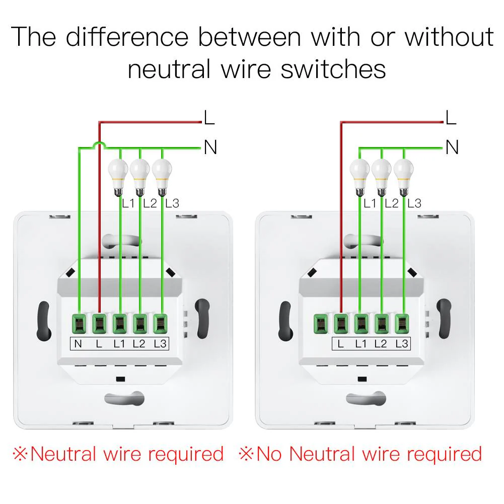 WiFi Smart Light Push Button Switch Neutral Wire Optional Capacitor required 220-240V EU 2
