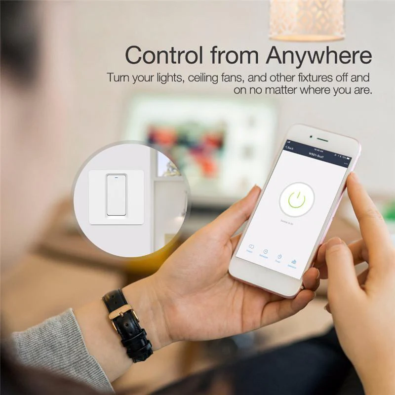 WiFi Smart Light Push Button Switch Neutral Wire Optional Capacitor required 220-240V EU 4