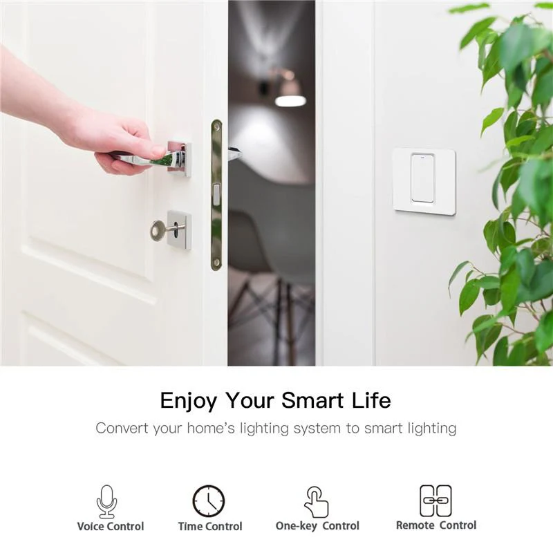 WiFi Smart Light Push Button Switch Neutral Wire Optional Capacitor required 220-240V EU 7