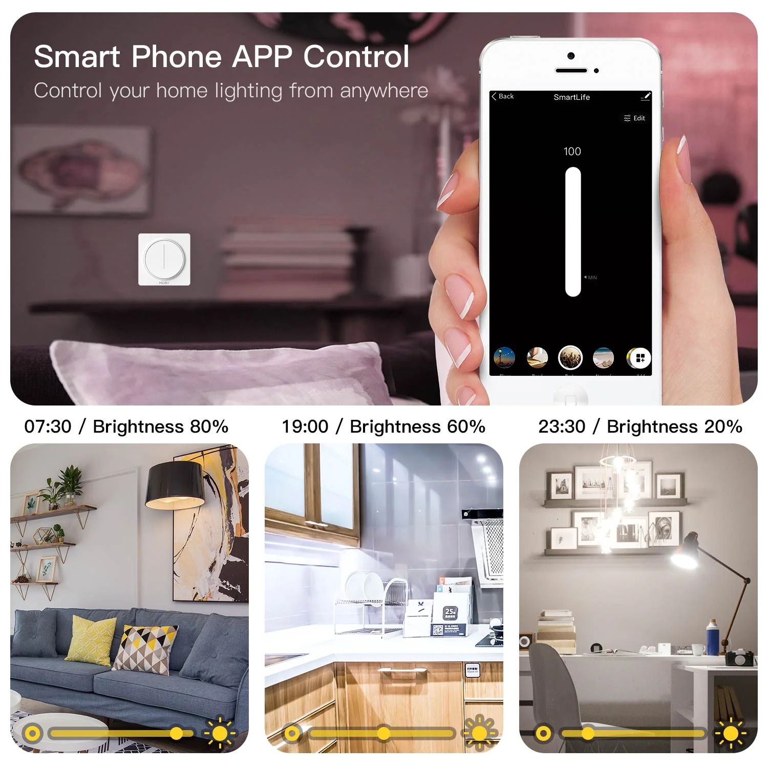 WiFi Smart Light Dimmer Touch Switch Timer Brightness Memory EU 5