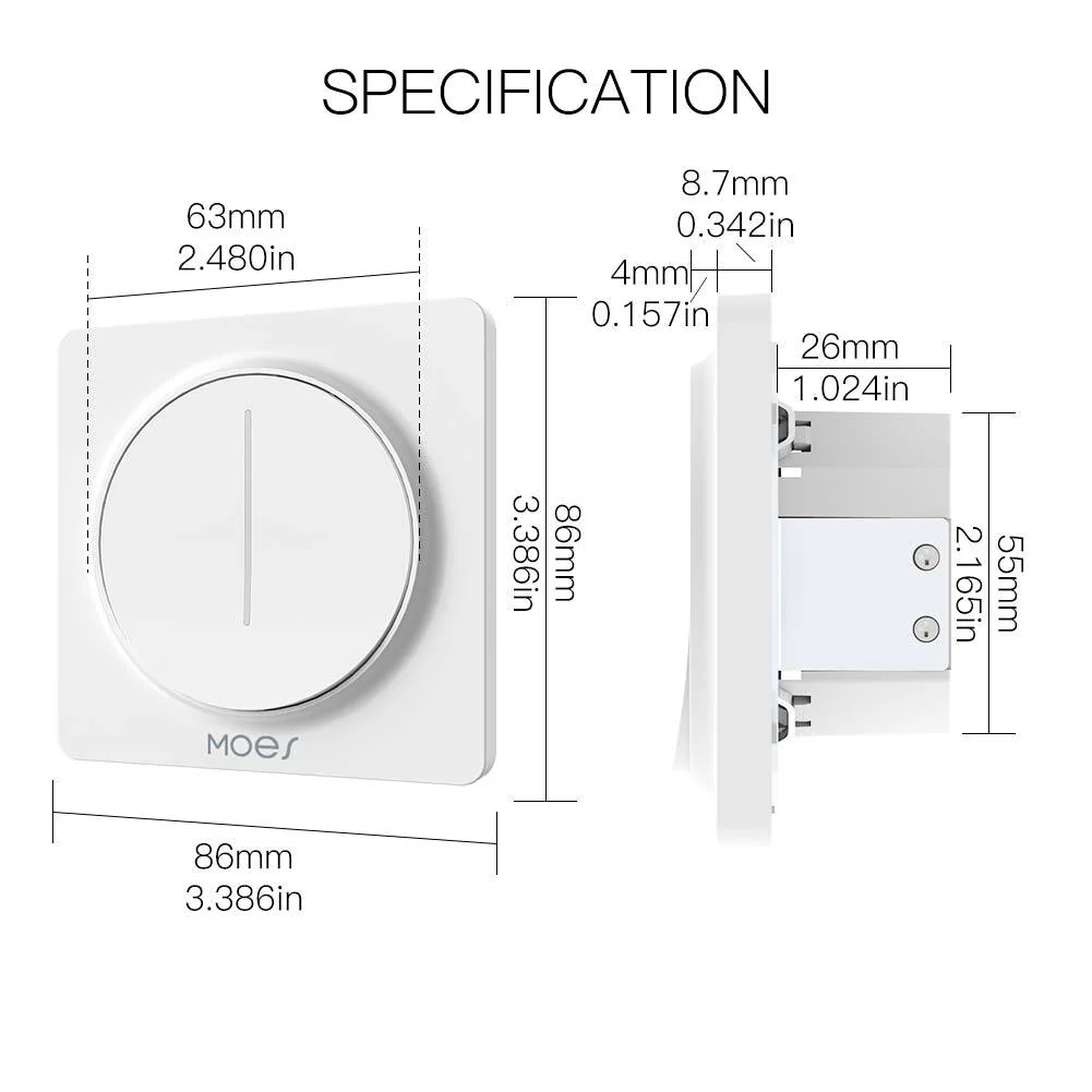 WiFi Smart Light Dimmer Touch Switch Timer Brightness Memory EU 6