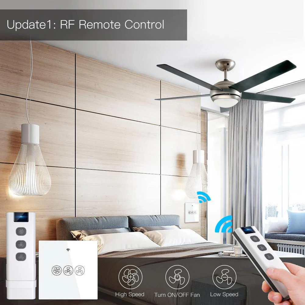 WiFi RF433 Smart Ceiling Fan Touch Switch Single Pole Neutral Wire Required EU 2