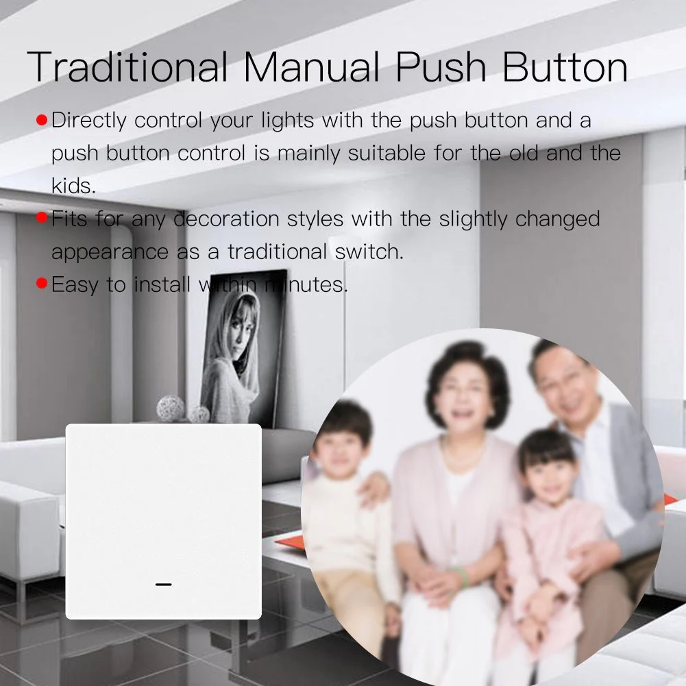 WiFi RF433 Smart Light 2 Way Multi-control Push Button Switch Neutral Wire EU 3