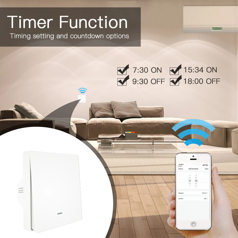 WiFi RF433 Smart Light 2 Way Multi-control Push Button Switch Neutral Wire EU 4