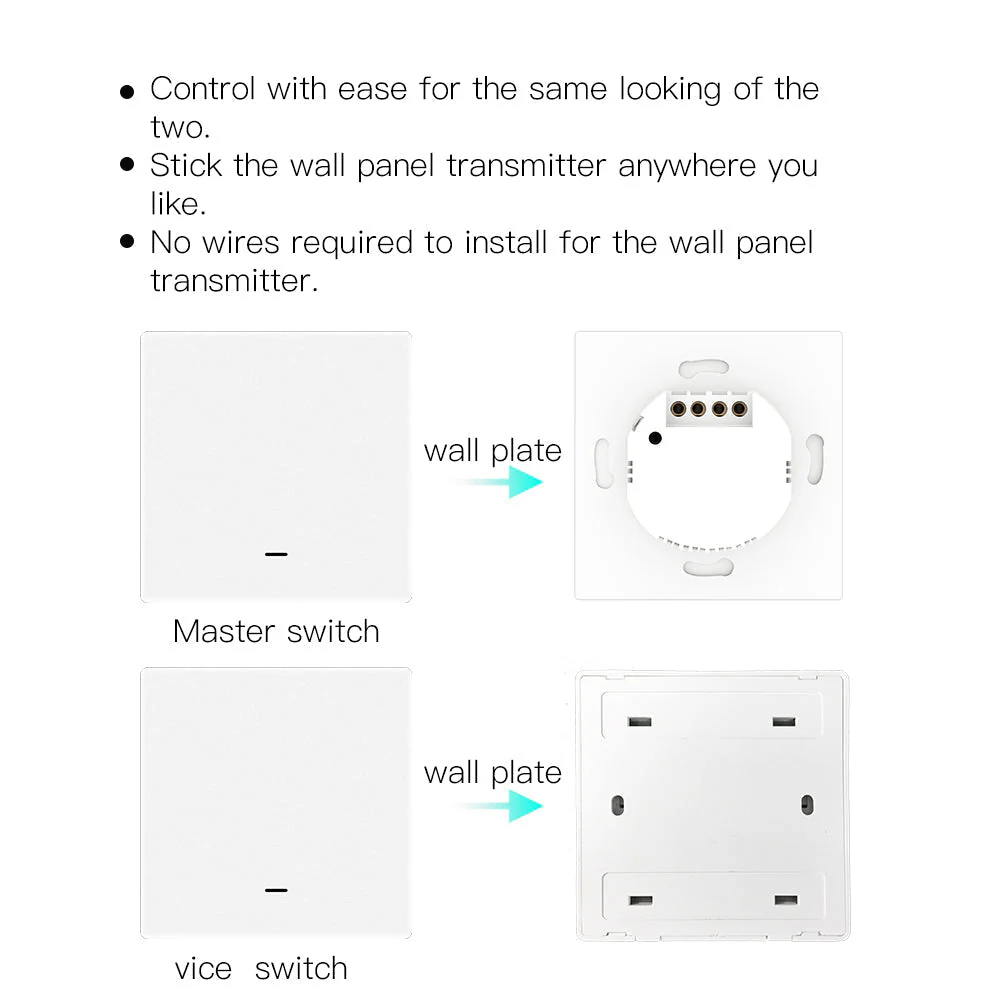 WiFi RF433 Smart Light 2 Way Multi-control Push Button Switch Neutral Wire EU 8