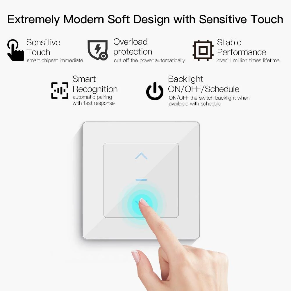 WiFi Touch Smart Curtain Switch Design for Motorized Curtains and Roller Blinds EU 3