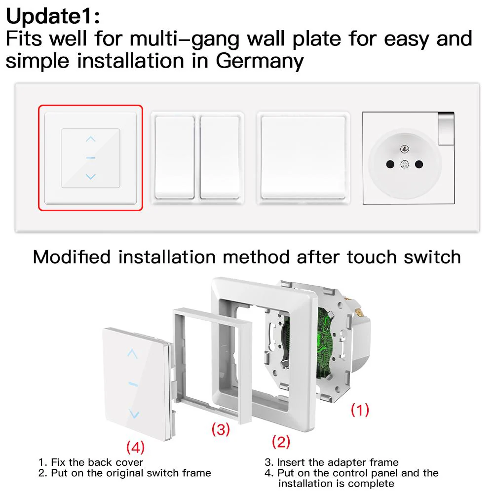 WiFi Touch Smart Curtain Switch Design for Motorized Curtains and Roller Blinds EU 4