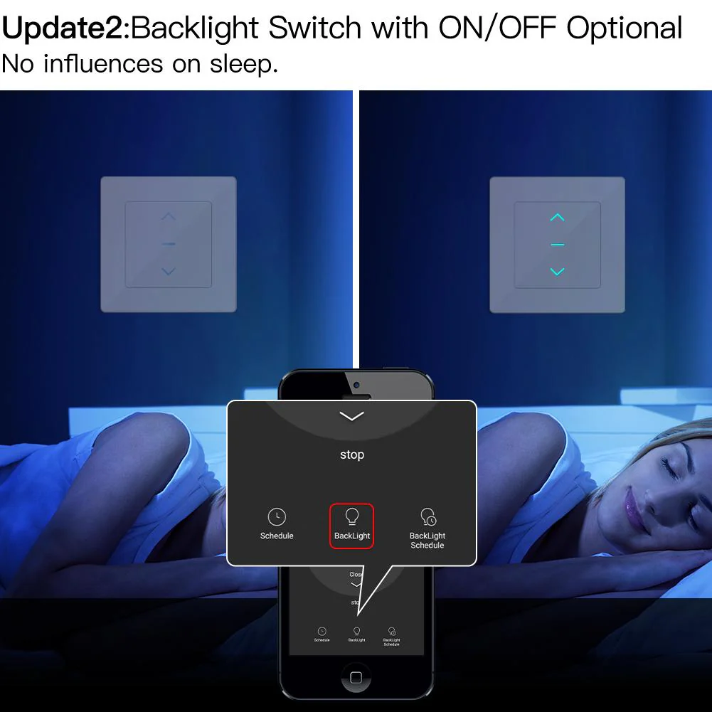 WiFi Touch Smart Curtain Switch Design for Motorized Curtains and Roller Blinds EU 5