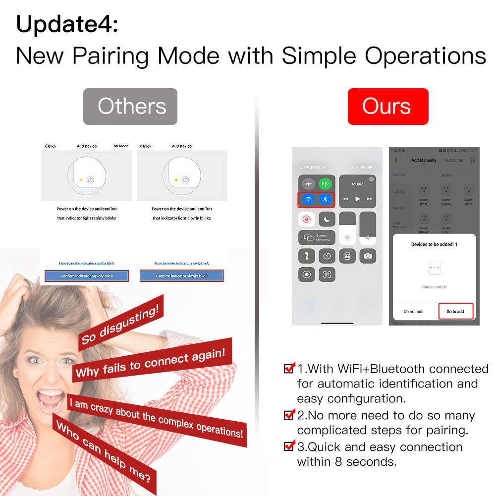 WiFi Touch Smart Curtain Switch Design for Motorized Curtains and Roller Blinds EU 7