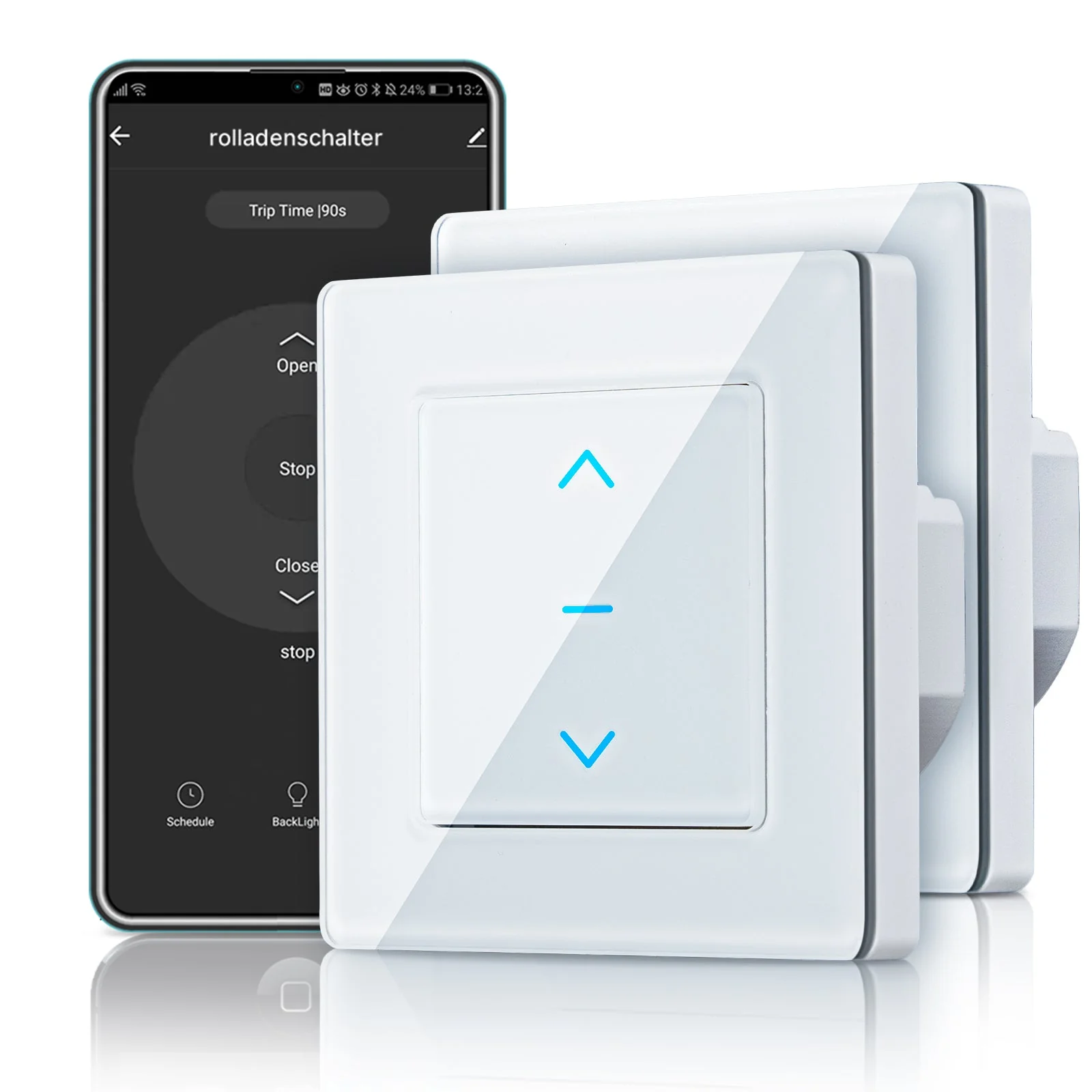 WiFi Touch Smart Curtain Switch Design for Motorized Curtains and Roller Blinds EU 9