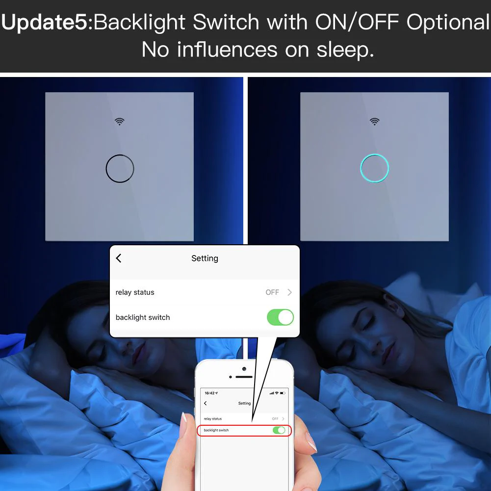 ZigBee 2 Way Light Switch, Touch Multi-Control Switch, Neutral Wire Optional, No Capacitor EU 6