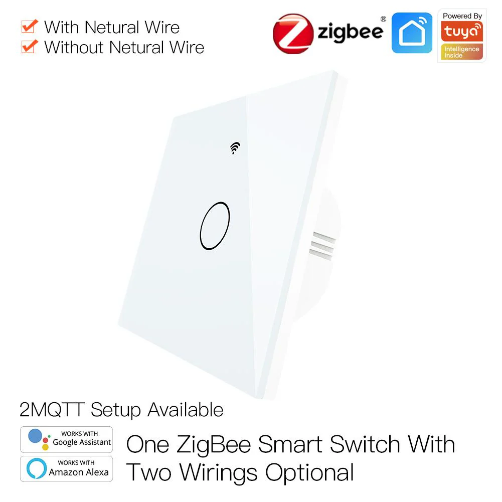 ZigBee 2 Way Light Switch, Touch Multi-Control Switch, Neutral Wire Optional, No Capacitor EU 8