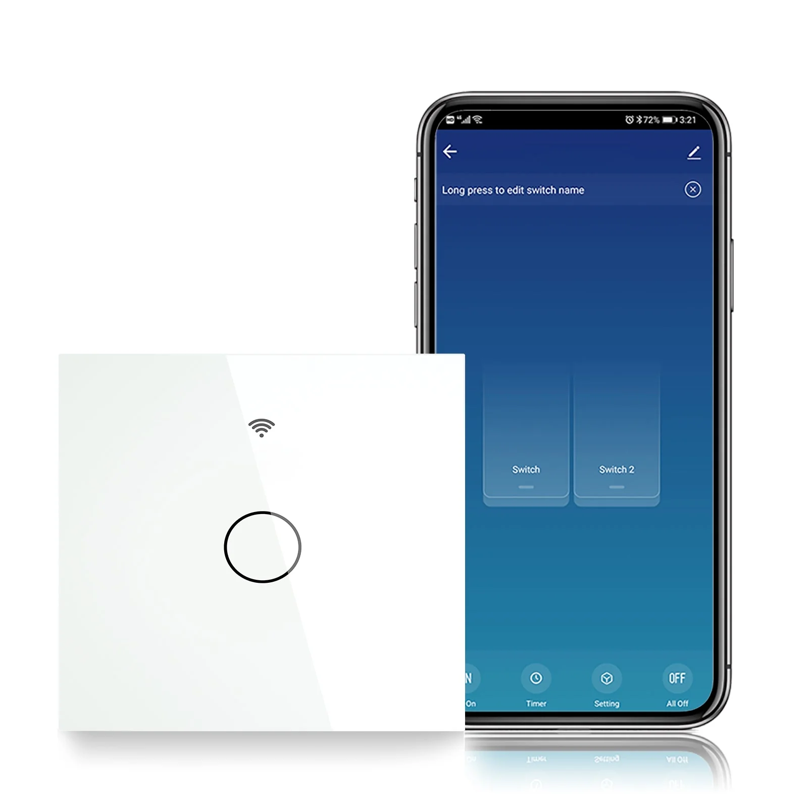 ZigBee 2 Way Light Switch, Touch Multi-Control Switch, Neutral Wire Optional, No Capacitor EU 9