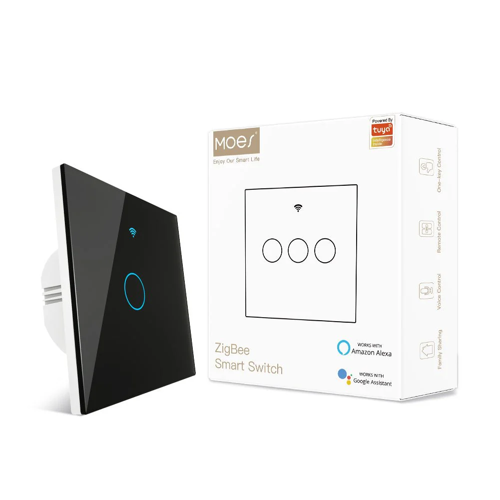 ZigBee 2 Way Light Switch, Touch Multi-Control Switch, Neutral Wire Optional, No Capacitor EU 10
