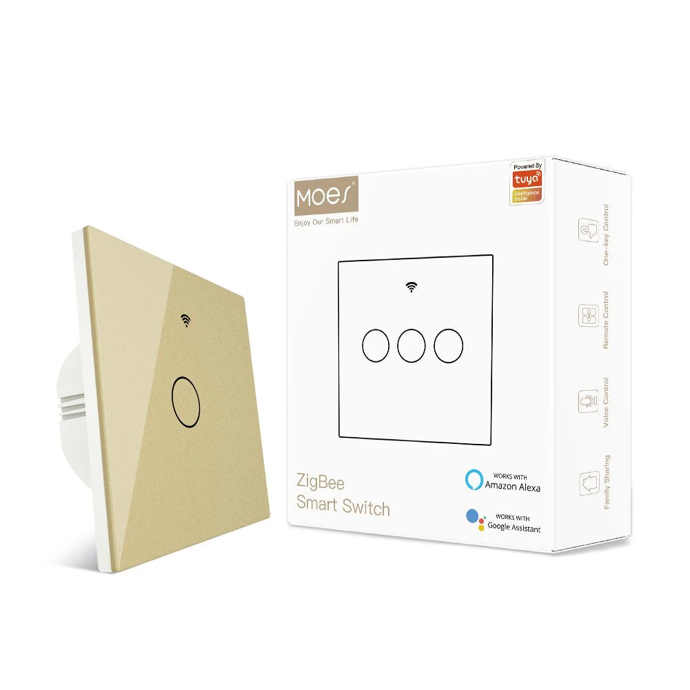 ZigBee 2 Way Light Switch, Touch Multi-Control Switch, Neutral Wire Optional, No Capacitor EU 11