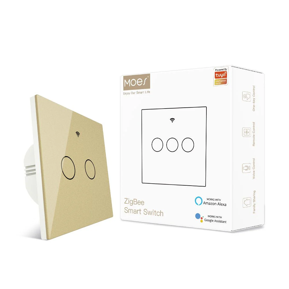 ZigBee 2 Way Light Switch, Touch Multi-Control Switch, Neutral Wire Optional, No Capacitor EU 12