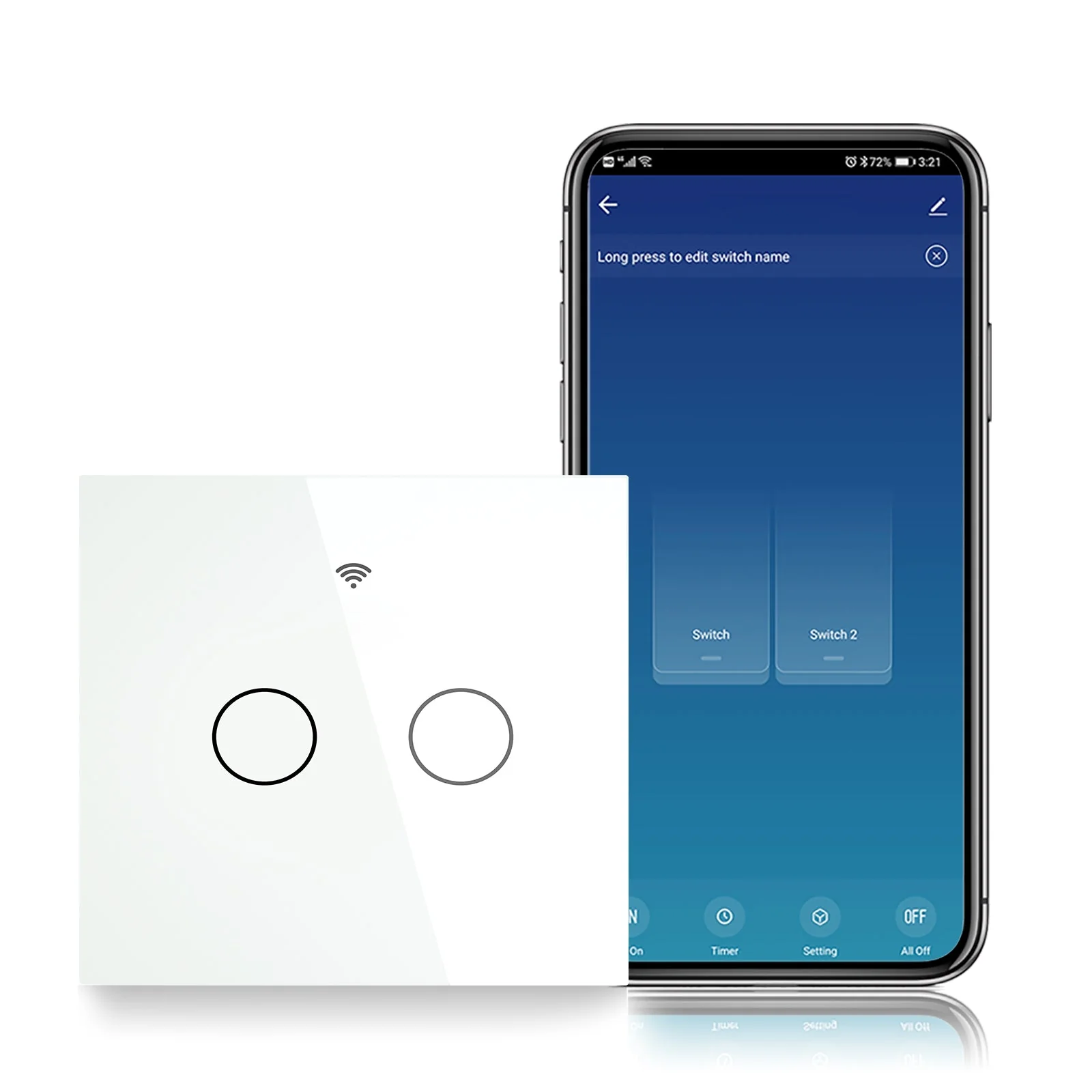 ZigBee 2 Way Light Switch, Touch Multi-Control Switch, Neutral Wire Optional, No Capacitor EU 13
