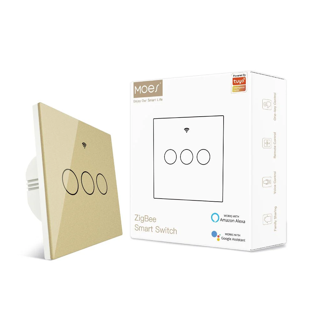 ZigBee 2 Way Light Switch, Touch Multi-Control Switch, Neutral Wire Optional, No Capacitor EU 15