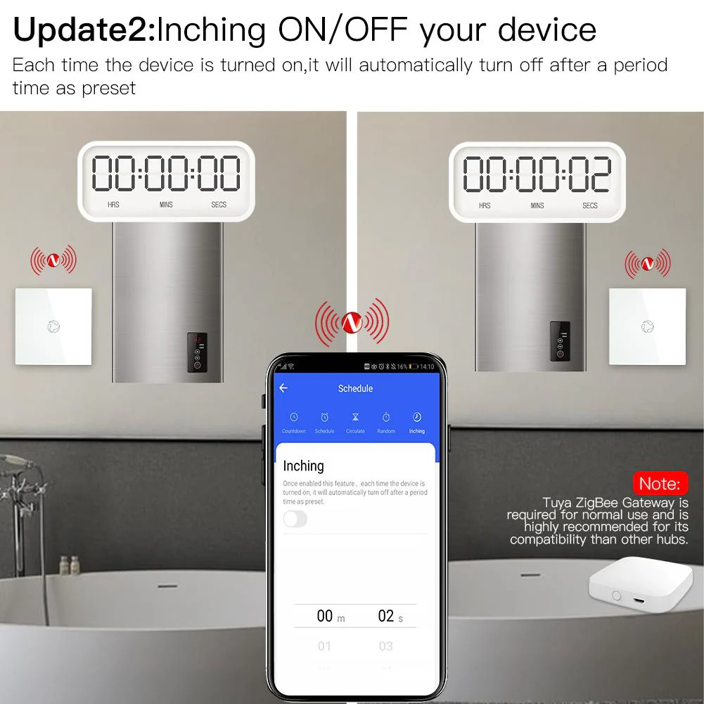 ZigBee Smart Boiler Touch Switch Water Heater Single Pole Neutral Wire Required 20A EU 4