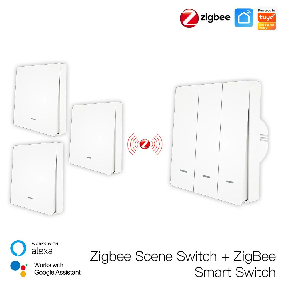 Smart ZigBee Scene Push Button Switch Single Pole Neutral Wire Optional No Capacitor 15
